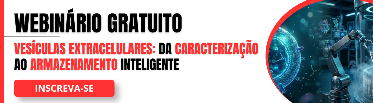 Banner do webinário gratuito sobre vesículas extracelulares e armazenamento inteligente